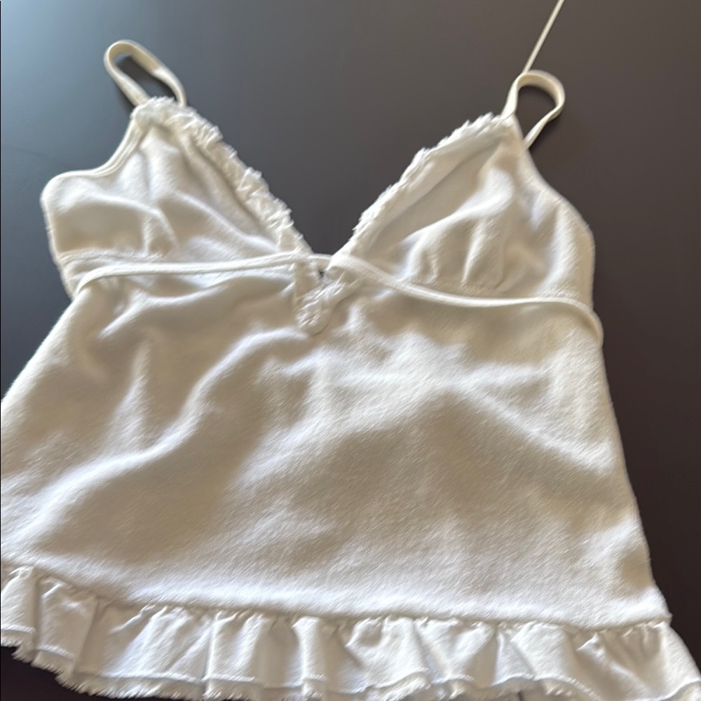 Juicy Couture Cream Ruffled Tie Front Camisole